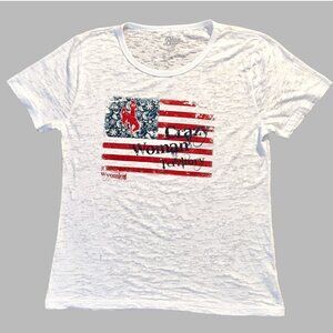American Flag Burnout Western Graphic Tee “Wyoming Crazy Woman Territory” Large